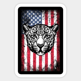 Patriotic Leopard American Flag Sticker